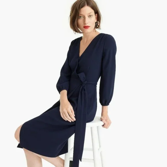 j crew blue wrap dress J. Crew Grand Lily Chambray Wrap Dress
